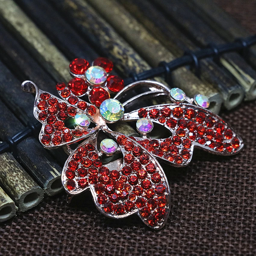 Wholesale price animal design 46*64mm rose gold-color pins 8 colors rhinestone crystal fashion clothes weddings jewelry L | Украшения и