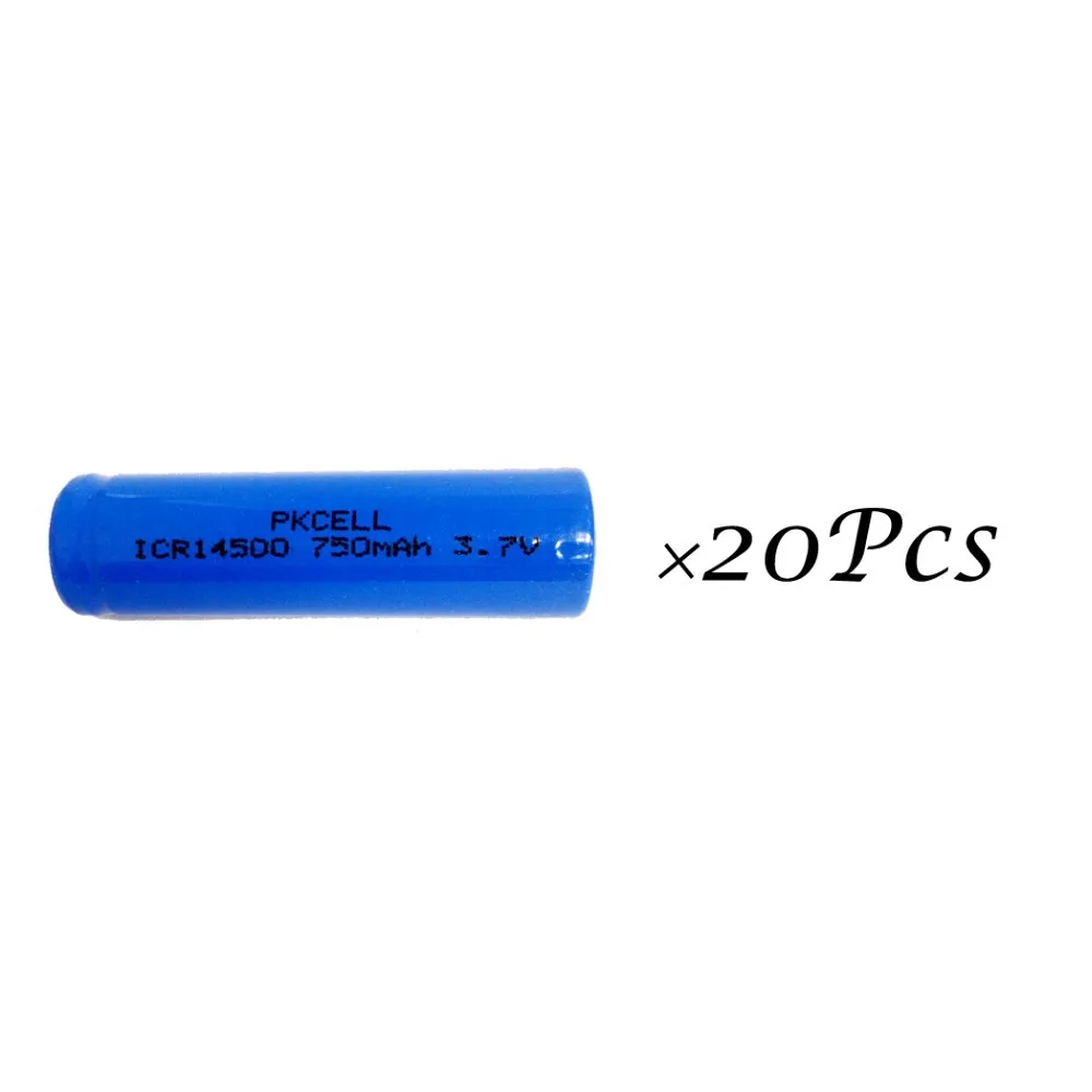 20 шт ICR 14500 AA 750mAh 3,7 V литий-ионная аккумуляторная батарея для фонарика с плоским верхом
