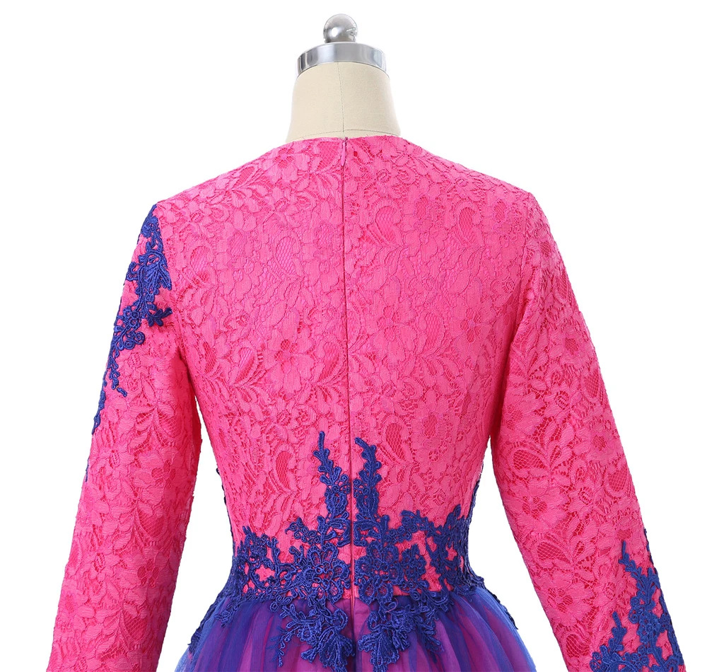 

Muslim Evening Dresses A-line Long Sleeves Tulle Appliques Lace Scarf Islamic Dubai Kaftan Saudi Arabic Long Evening Gown