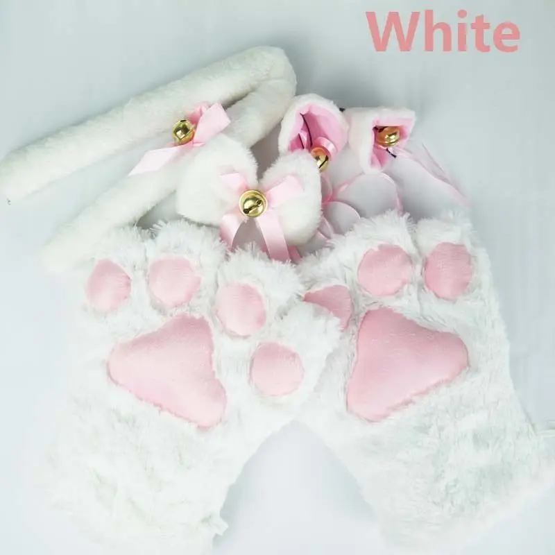 Костюм для косплея аниме кошачьи ушки плюшевые перчатки лапы с когтями хвост