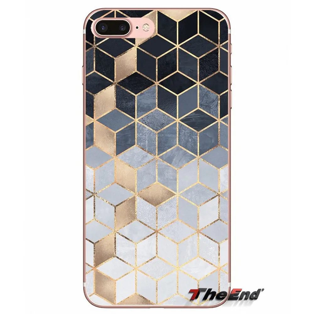 Чехол из ТПУ с мраморной линией и геометрическим рисунком для Huawei Honor 7X V10 6C V9 6A Play 9