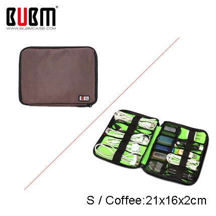 S Coffee BUBM USB Кабельный органайзер для путешествий Чехол для переноски цифровых гаджетов аксессуары для электроники держатель система комплект чехол для наушников сумка - Цвет: S Coffee