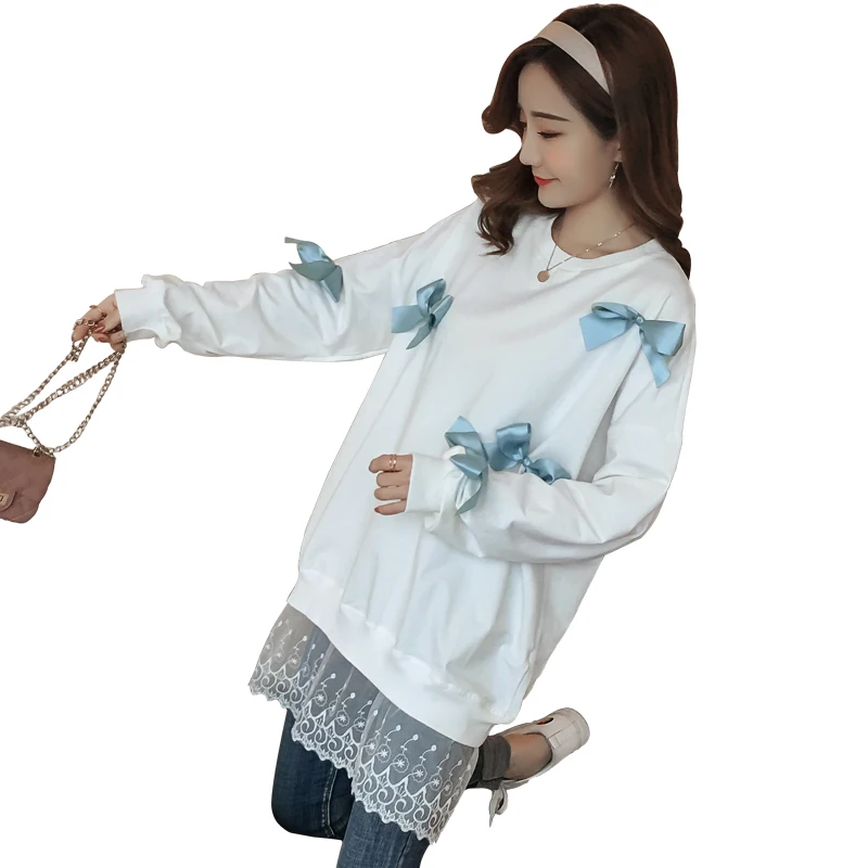 

Hipster casual fashion hoody brand women autumn ulzzang Tops women long Hoodies ladies Sweatshirts oversize sweet bow lace new