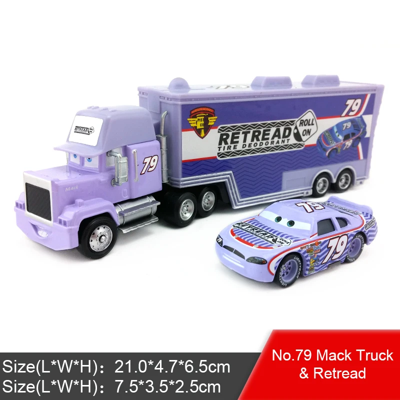 Mack and No.79 Disney Pixar Cars 2 3 Lightning McQueen Jackson Storm Mack Uncle Truck King 1:55 автомобиль из литого металла игрушка для детей подарок - Цвет: Mack and No.79