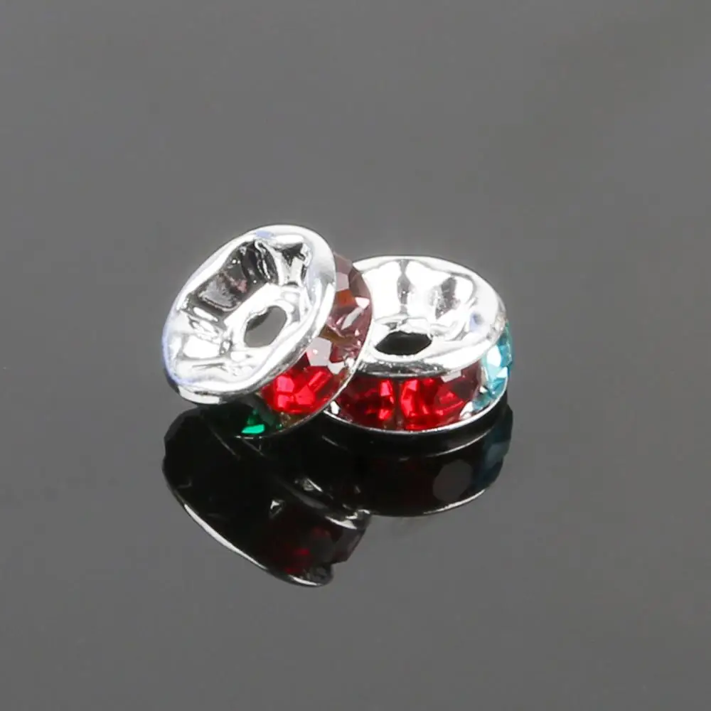 Silver Mixed Crystal 50 шт 6 мм Смешанные Разноцветные кристаллы, стразы рондели разделительные бусины для изготовления украшений вручную Браслет 17 цветов на выбор - Цвет: Silver Mixed Crystal