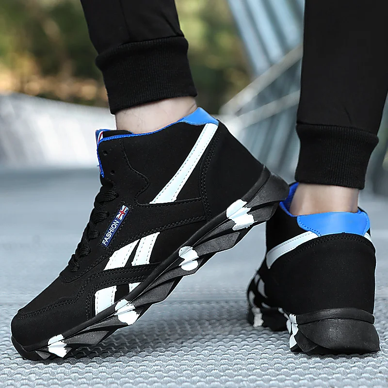 Мужские Нескользящие кроссовки BomKinta черные повседневные с высоким берцем