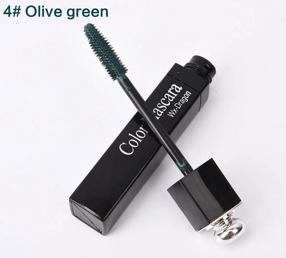 4-Olive Green 8 цветов тушь для ресниц 3d волокно ресниц объем Удлиняющая Тушь для ресниц длительное профессиональное макияж маска черная поп косметика - Цвет: 4-Olive Green