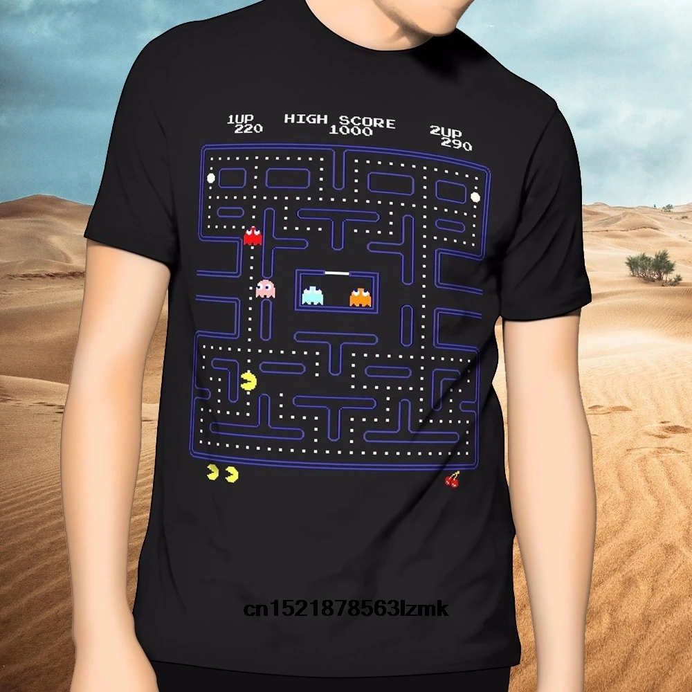 Возьмите Для мужчин футболка PacMan рубашка старые аркадные 80 х геймер летние