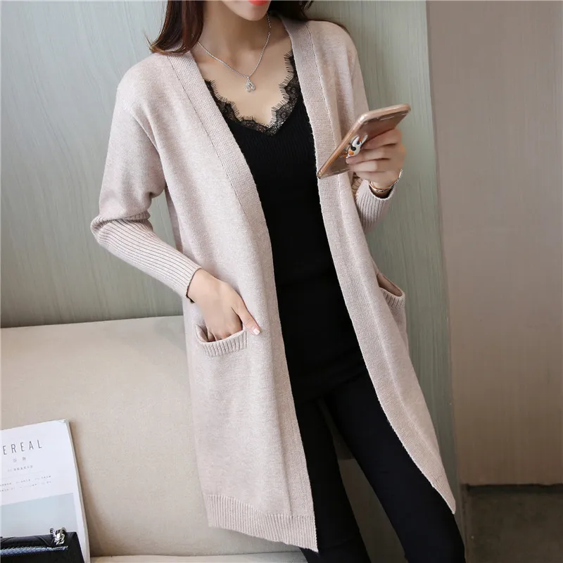 2021 New Autumn Winter Sweaters Cardigans For Women Cashmere Twist Knitwear With Pockets Fashion Solid Slim Female Long Cardigan |