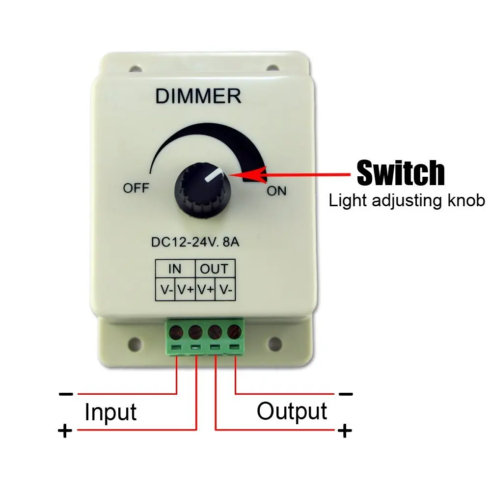 DC 12V 8A Light Dimmer Brightness Adjustable Control For Single Color LED Strip | Лампы и освещение