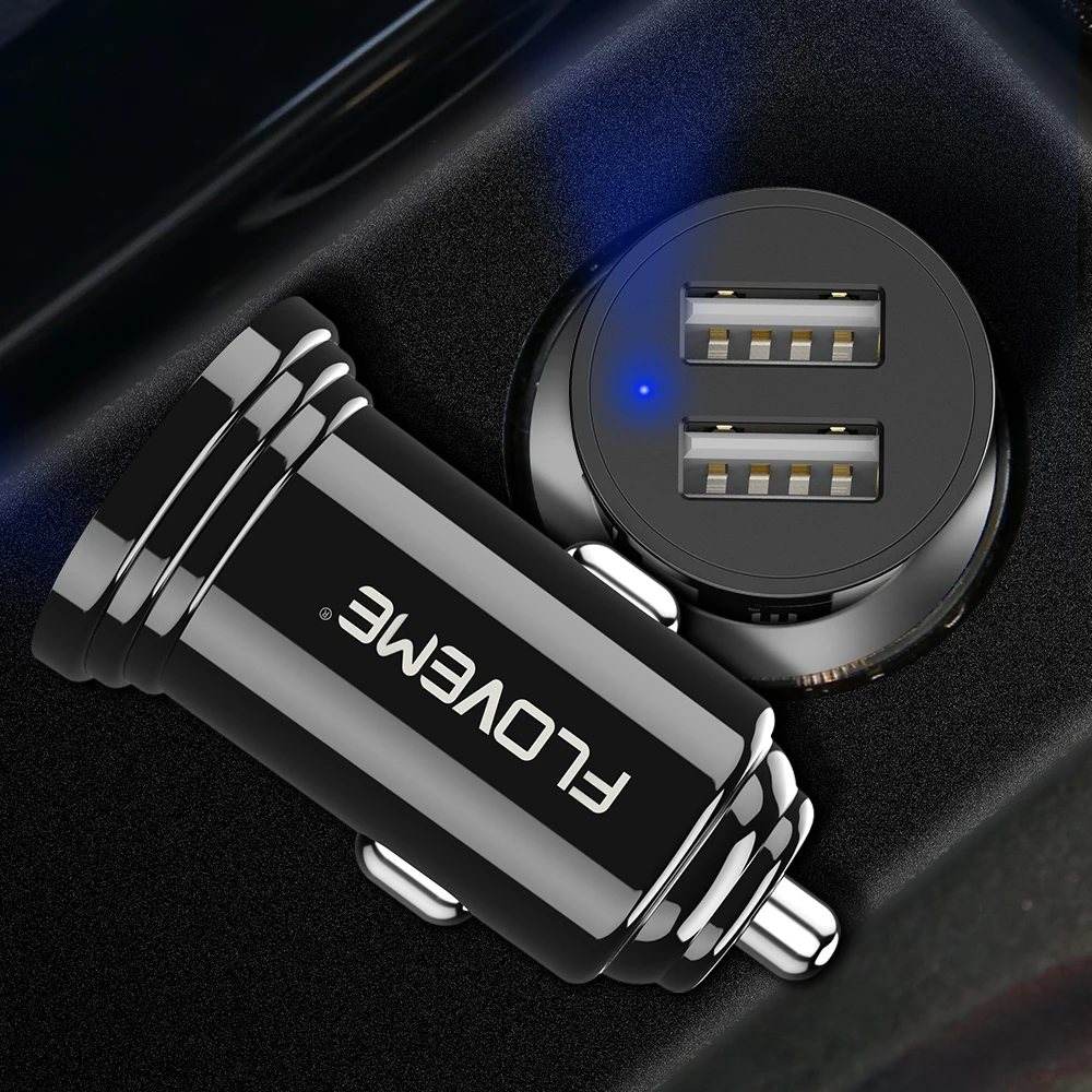 FLOVEME Dual USB Автомобильное Зарядное устройство 2.4A max автомобиль-Зарядное устройство мобильный телефон автомобильное USB Зарядное устройство Авто Зарядка для iPhone 6S samsung Xiaomi Tablet авто зарядка