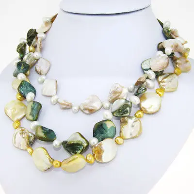 Оптовая 100% Натуральный ювелирные изделия 3Row Пресной Воды Культивированный