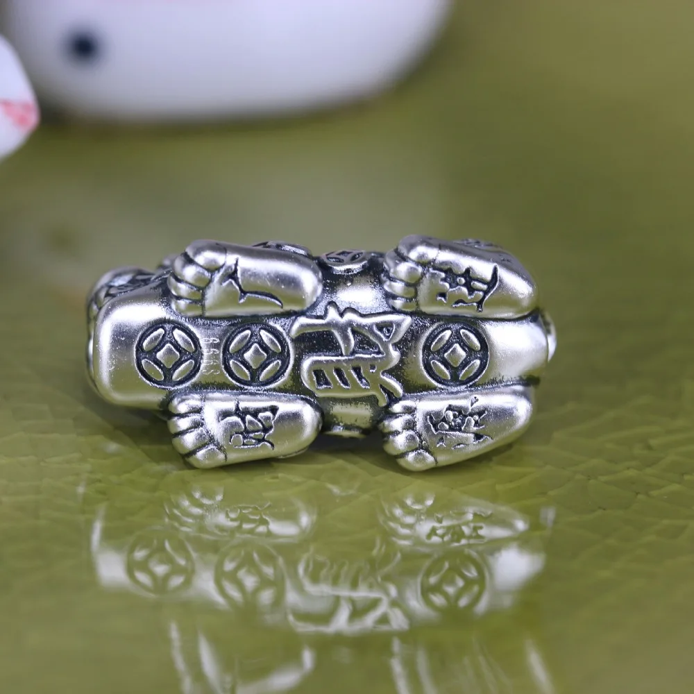 3D 999 серебро Fengshui Pixiu бусины чистое серебро счастливый зверь ювелирные бусы богатство пиксиу бисер мощный для богатства