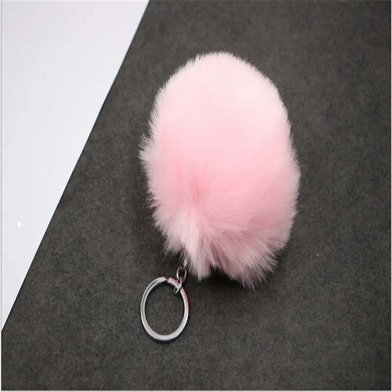 2017 New Fashion Rabbit Fur Keychain Ball PomPom Cell Phone Car Bag Fluffy Pendant Silver Metal Buckle Charm Key Ring | Украшения и