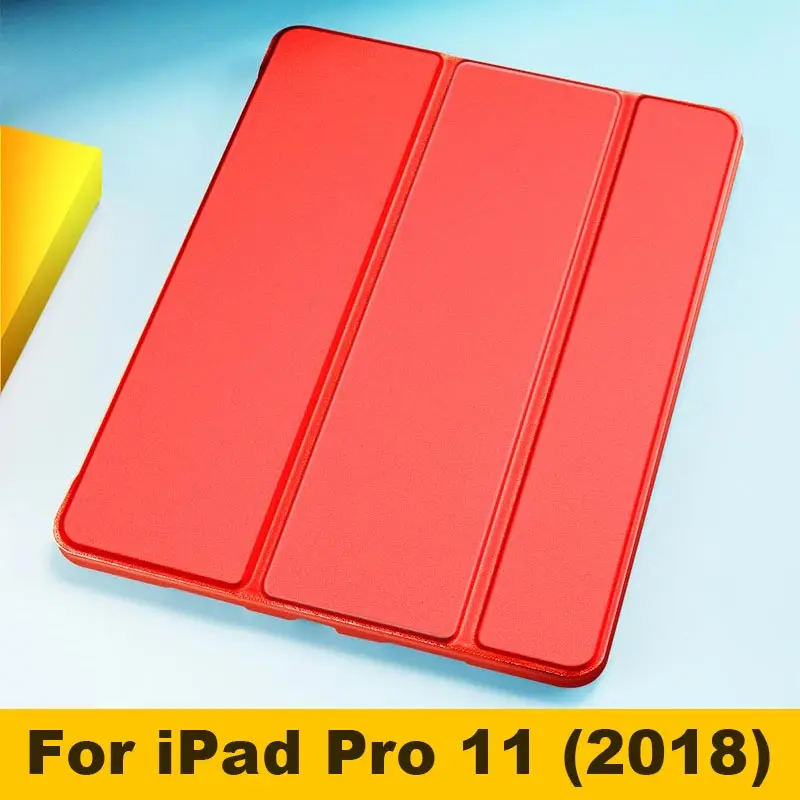 For Pro 11 Red Тонкий кожаный силиконовый чехол для Apple iPad Pro 11 для iPad Pro 10,5 Умный Магнитный чехол для iPad 9,7 Funda Coque - Цвет: For Pro 11 Red