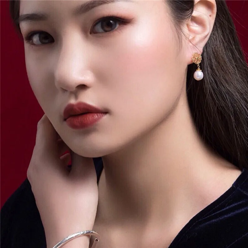 Seemulem пресноводный барочный жемчуг серьги для женщин роскошный Изумрудный дворец