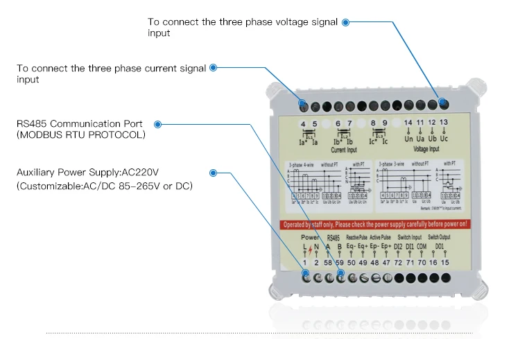 REHE RH-3D3YS 96*96 мм ЖК-дисплей Интеллектуальный Compteur Multifonction промышленный прибор измеритель измерения тока