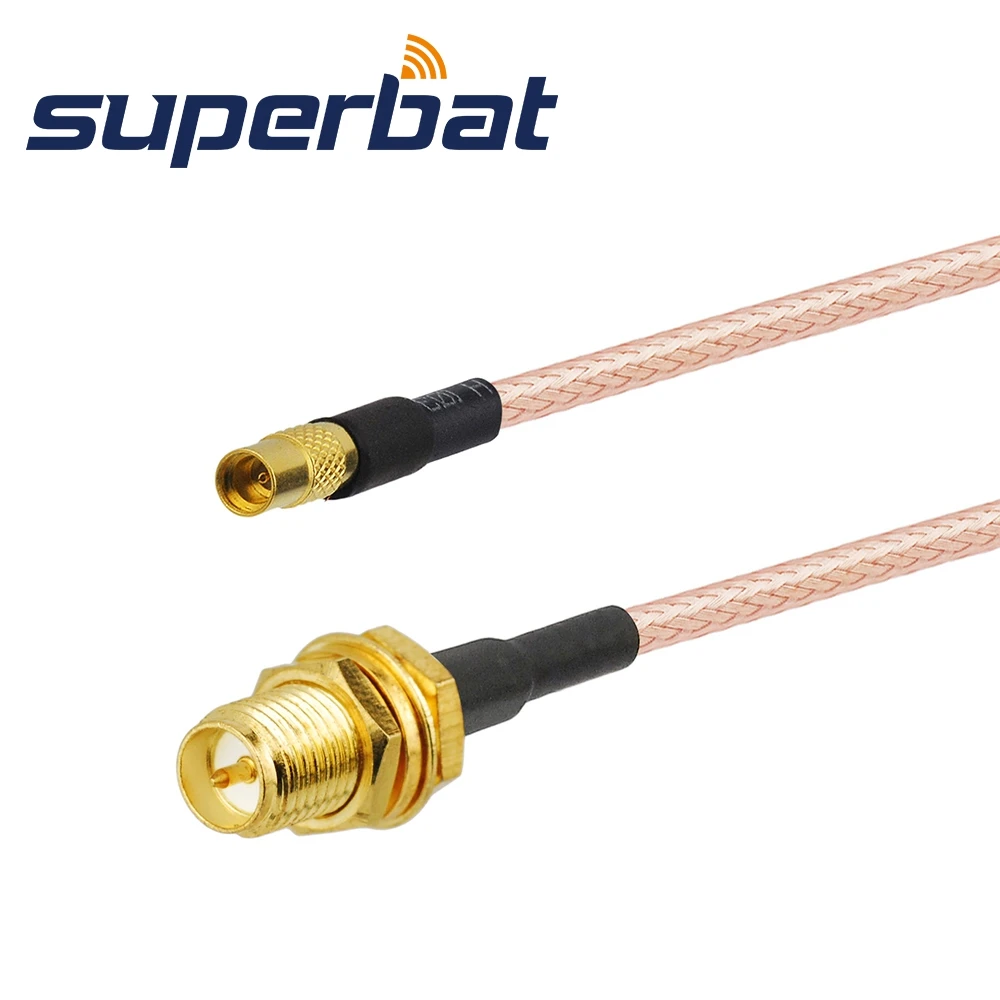 Superbat MMCX Straight Jack to RP-SMA BulkHead Female Pigtail Cable Antenna Feeder Cable Assembly RG316 10cm