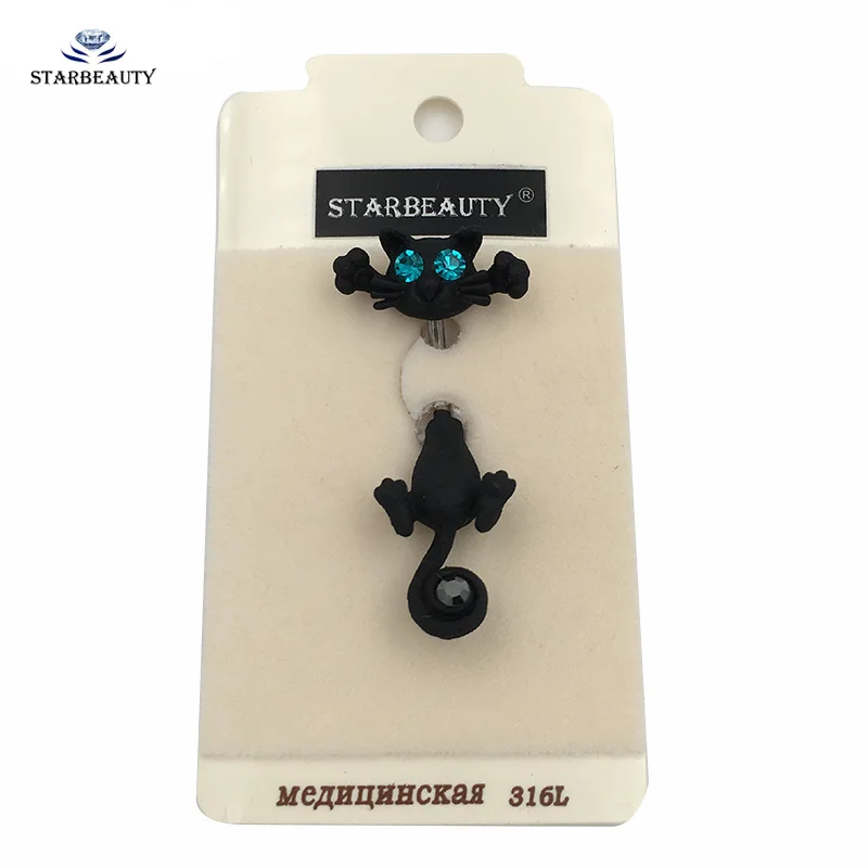 Кольцо для пупка в виде кошки высокого качества 316L|body jewelry|cat navel ringbelly button rings |