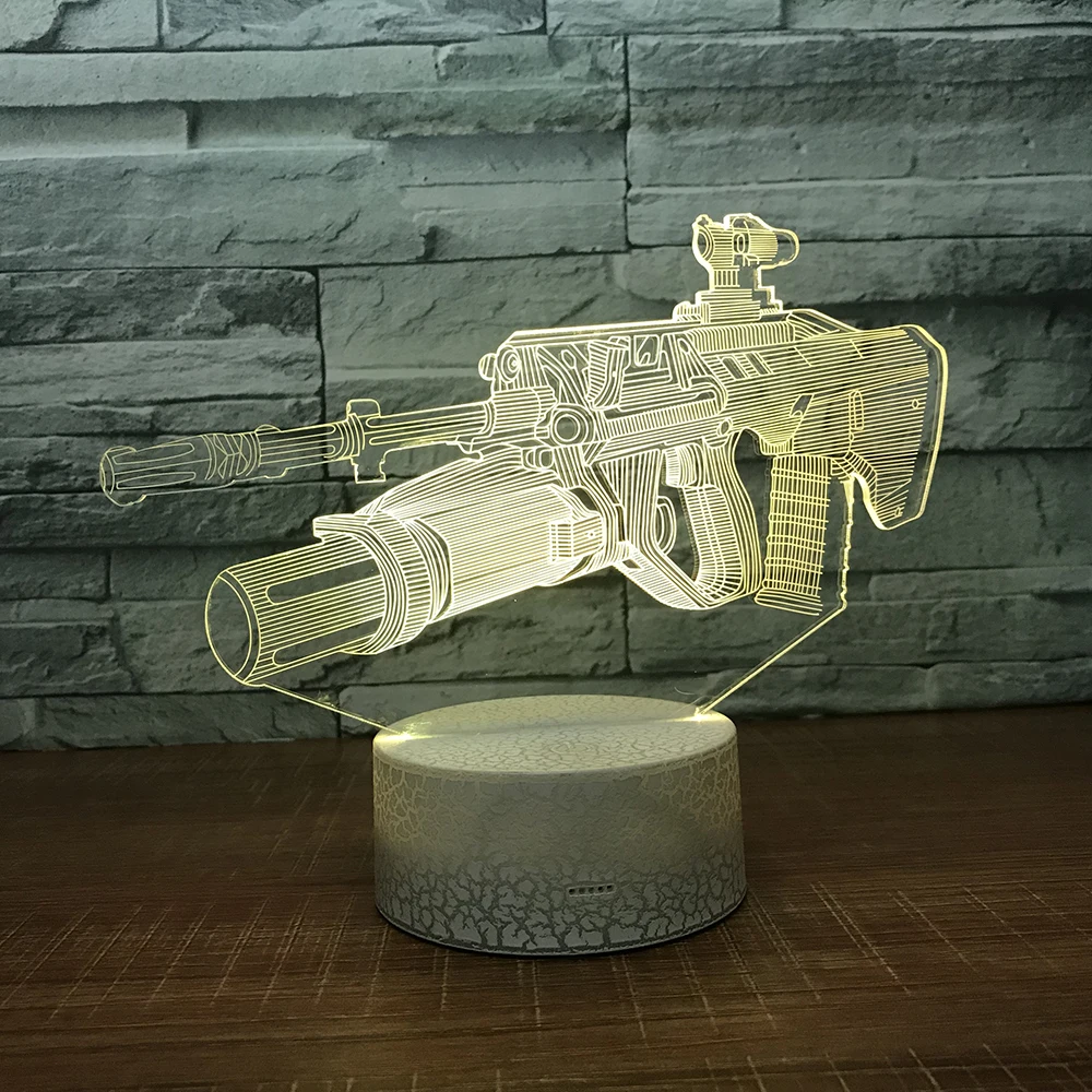 Машина gun3D ночник креативная Иллюзия 3d лампа LED 7 цветов меняющая Настольная для