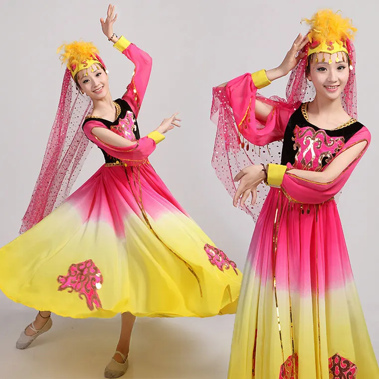 

Disfraces Hmong Clothes 2017 New Uighur Costumes Chinese Folk Dance Dress Xinjiang Characteristic Belly Indian Performance Wear