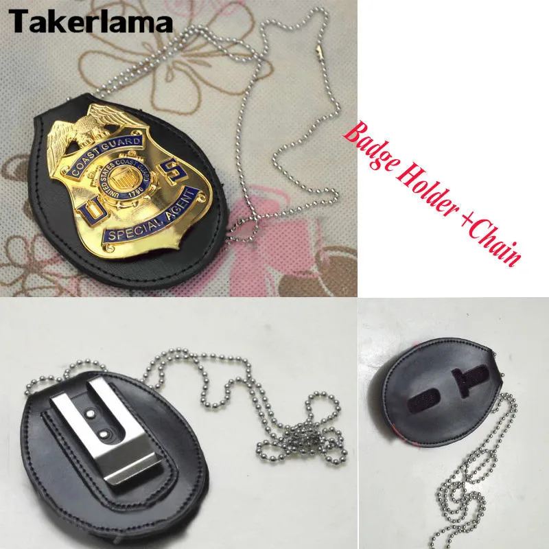 Универсальный кожаный держатель значок Takerlama с цепочкой и зажимом Прямая