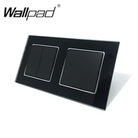 1 gang 2 gang wallpad luxury black crystal glass eu standard schuko double switch 3 button 2 way wall light switch with claws