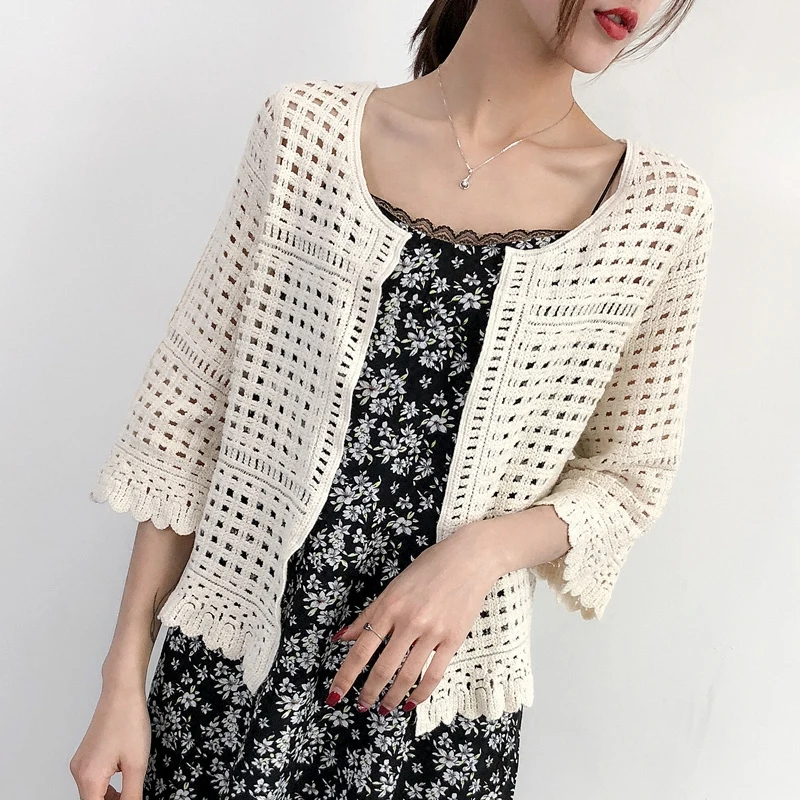 Женский ажурный кружевной тонкий топ с открытым швом летний Повседневный