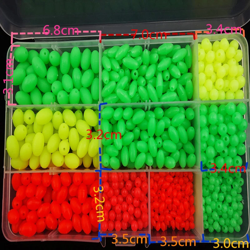 1000 шт \ Набор Пластик светящиеся рыболовные Бусины круглые овальные приманка