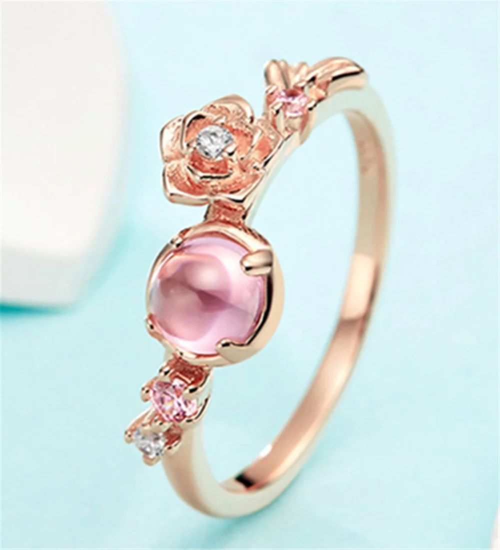 Кольцо принцессы Красавица и Чудовище маленькое трехмерное кольцо из розового