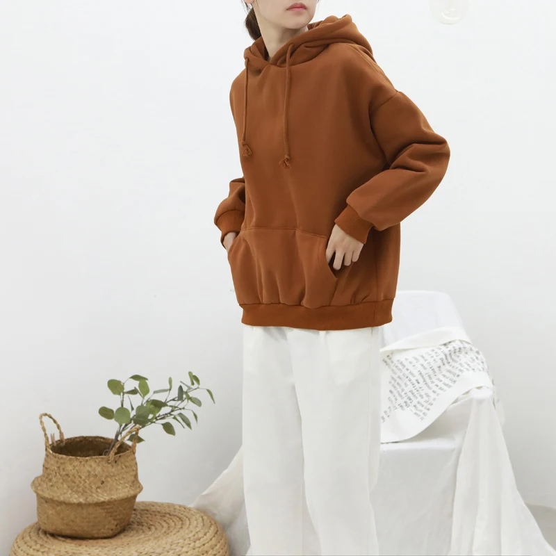 ZQLZ Harajuku Winter Hoodies Women 2018 New Long Sleeve Hooded Casual Kpop Kawaii Cotton Hoodie Femme Loose Pocket Sweatshirt | Женская