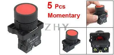 5 x 22mm 1 NC N/C Red Sign Momentary Push Button Switch 600V 10A ZB2-EA42 | Обустройство дома