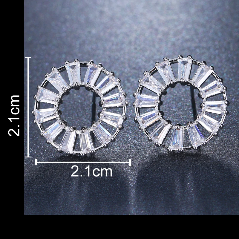 Женские круглые серьги пусеты EMMAYA модные украшения из фианита|brand stud earrings|fashion