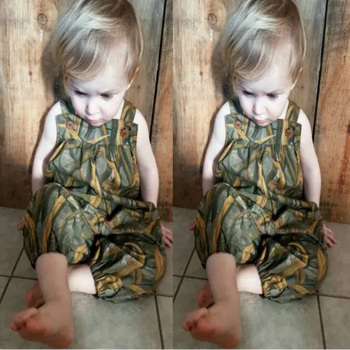 2018 новый милый для маленьких девочек камуфляжный комбинезон без рукавов с