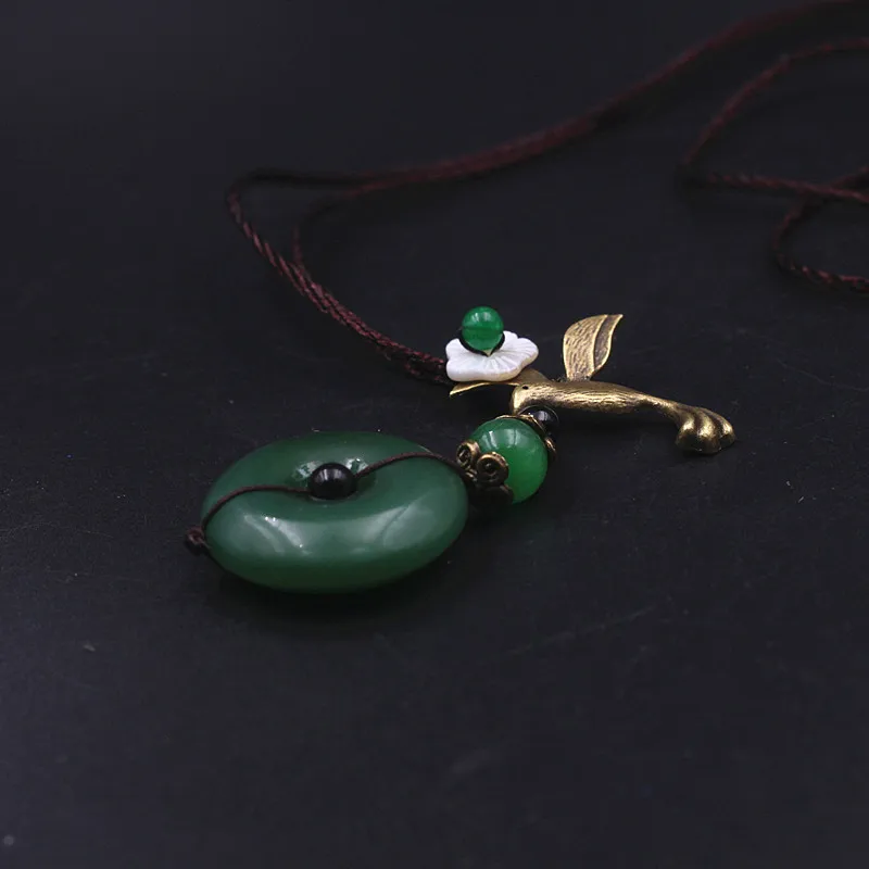 Yanting Green Chalcedony ожерелье с пряжкой в стиле мира этнические длинные модные ожерелья