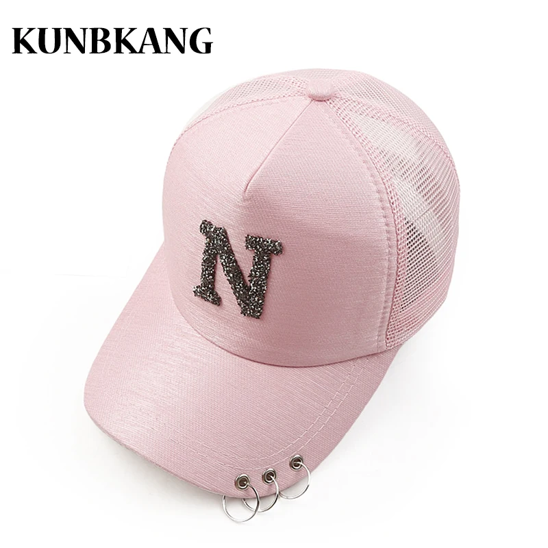 2018 летняя сетчатая бейсболка с бриллиантами N хип хоп Snapback шляпа кольцами для