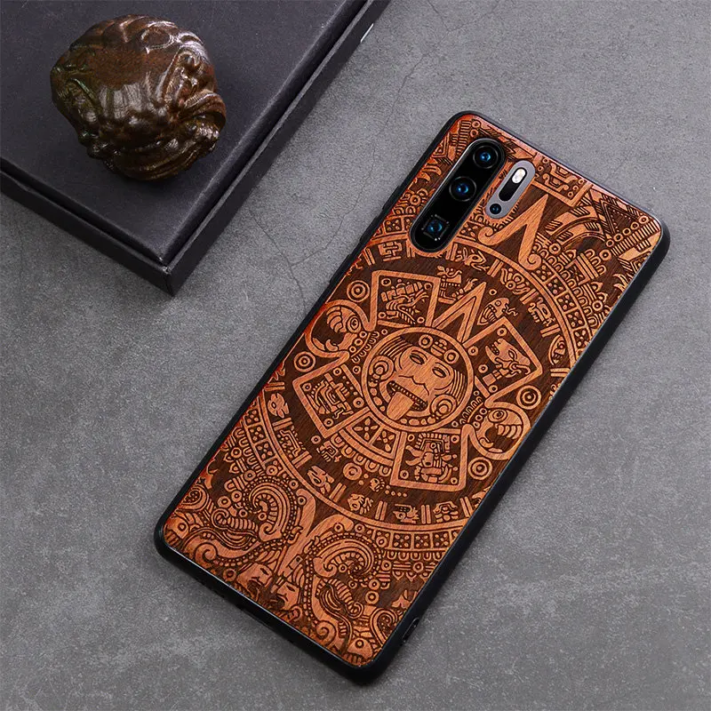 Чехол для телефона с резной розой Huawei P30 Pro Деревянный Цветочный чехол P30|Бамперы| |