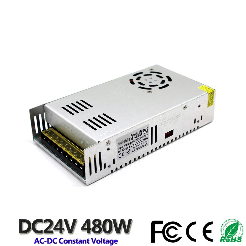 480 W 24 V 20A импульсный источник питания переменного тока трансформаторы AC110V 220 V постоянного тока до DC24V импульсивный источник питания видеонаблюдение компьютерный проект Светодиодные ленты света