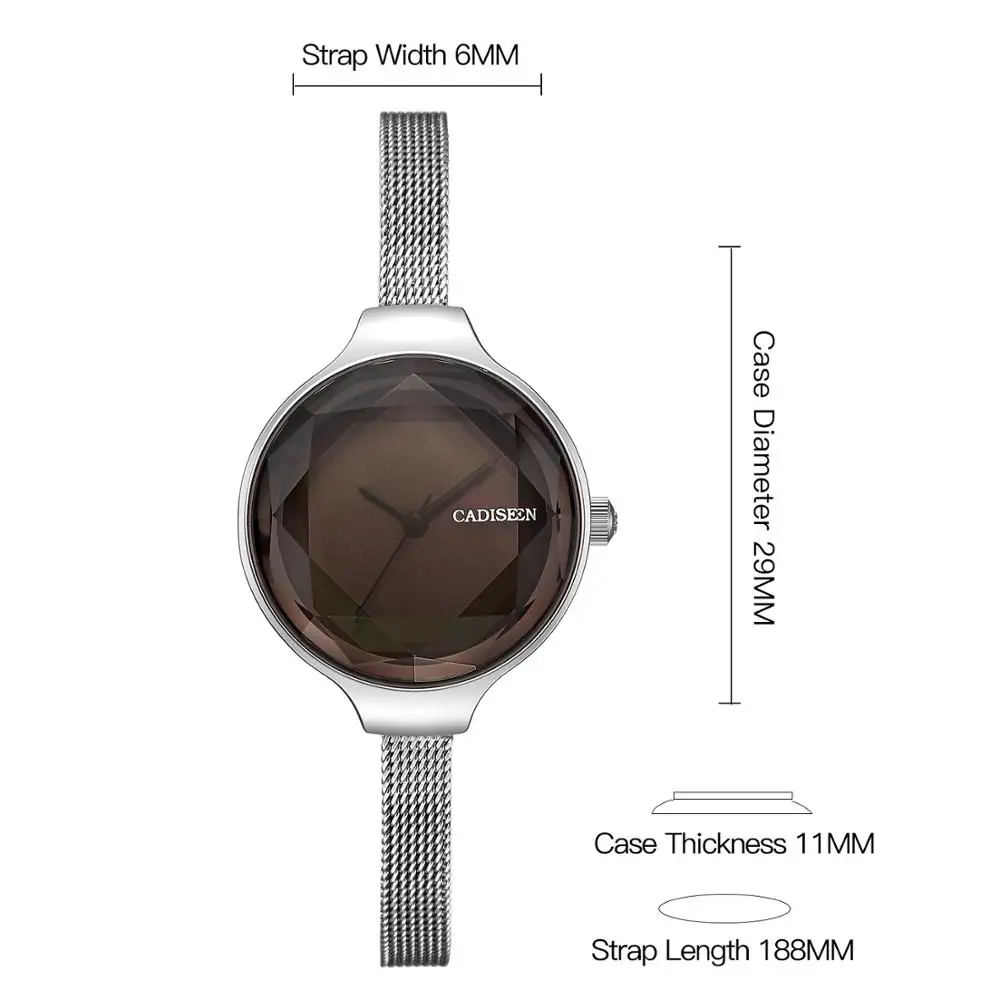 Женские модные часы CADISEN повседневные универсальные водонепроницаемые