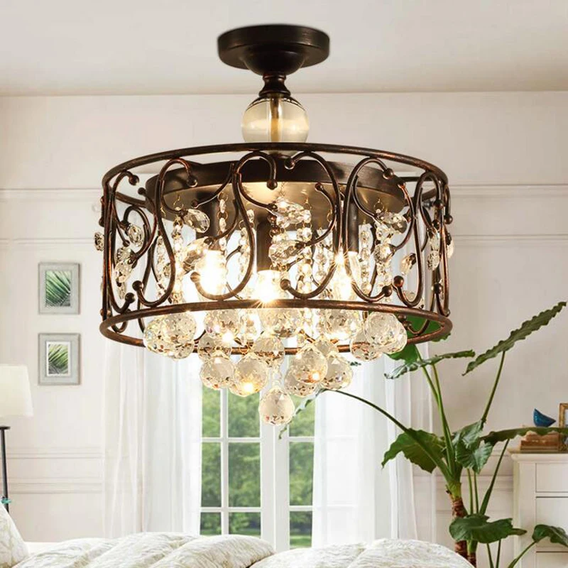 Американский Хрустальный ресторанный потолочный светильник кантри винтажный