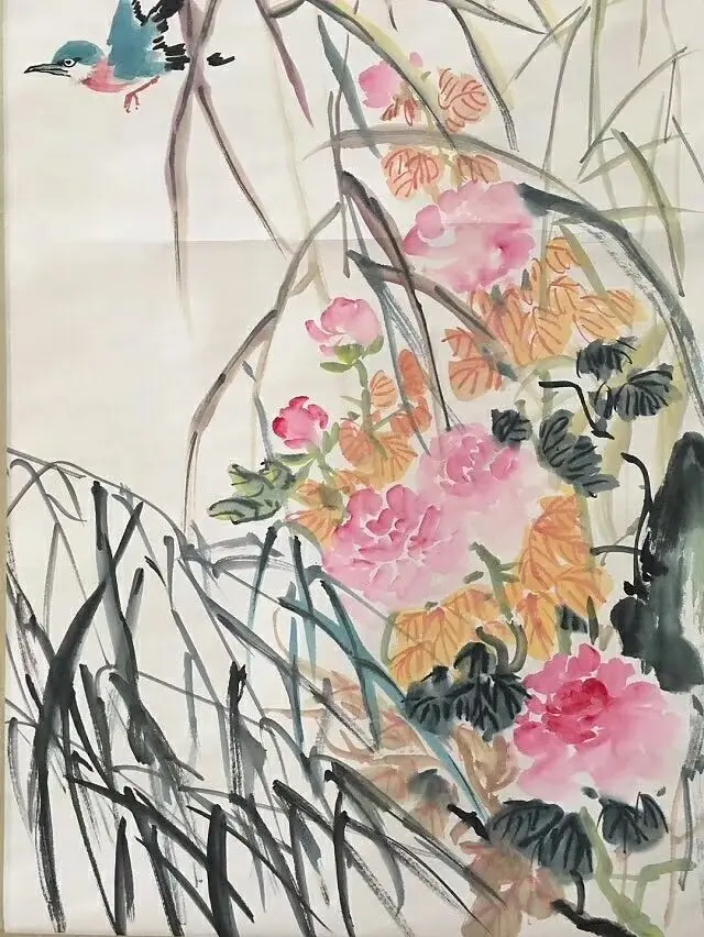 New Antiques Calligraphy Painting Famous Paintings Yan Bolong Birds and Figure Mounted | Дом и сад