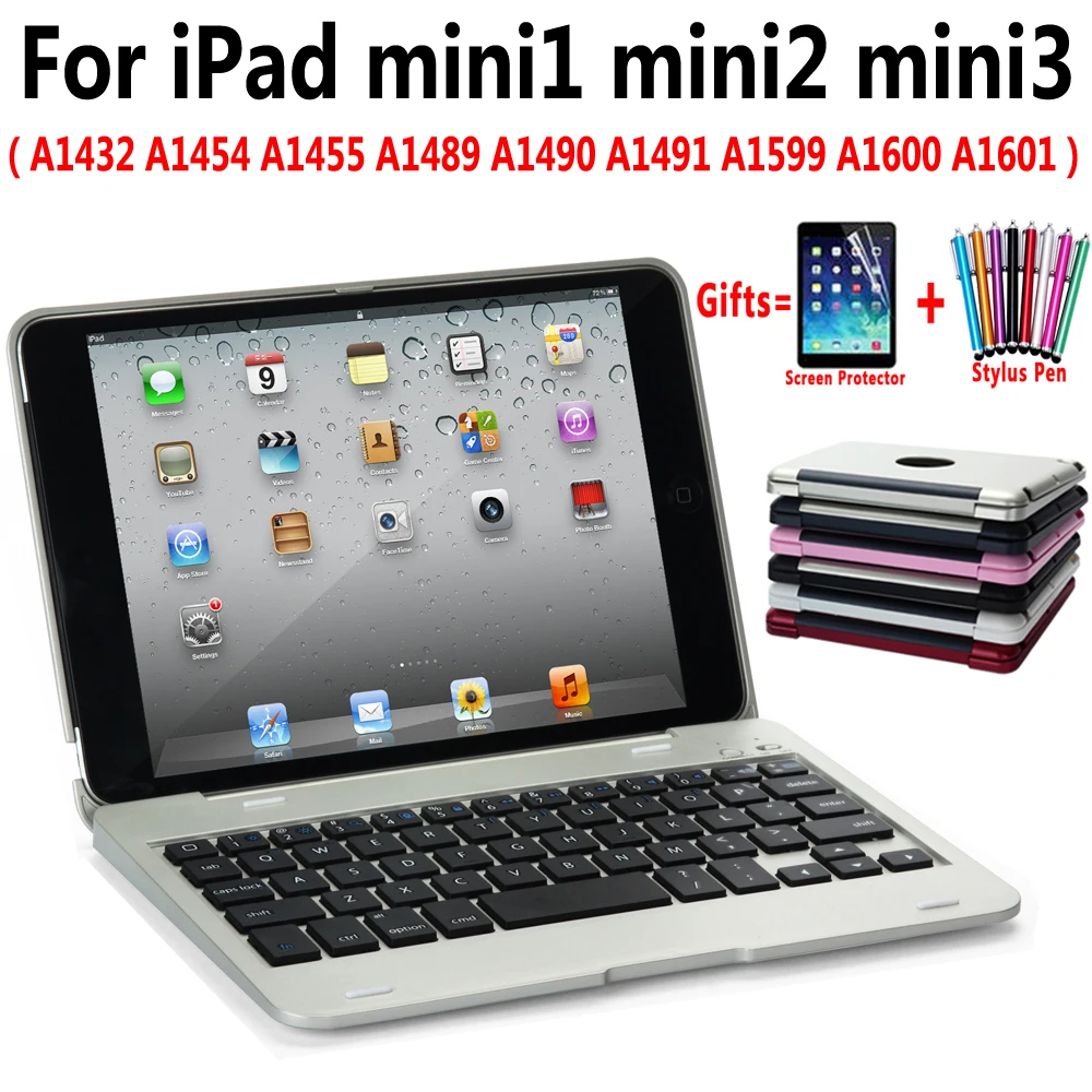 Тонкий пластиковый беспроводной Чехол для ПК с Bluetooth клавиатурой, чехол для Apple Ipad Mini 1 2 3 7,9, чехол, чехол+ ручка+ пленка
