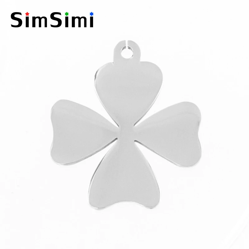 Подвески Simsimi из нержавеющей стали с 4 листьями клевера без рисунка имени обеих