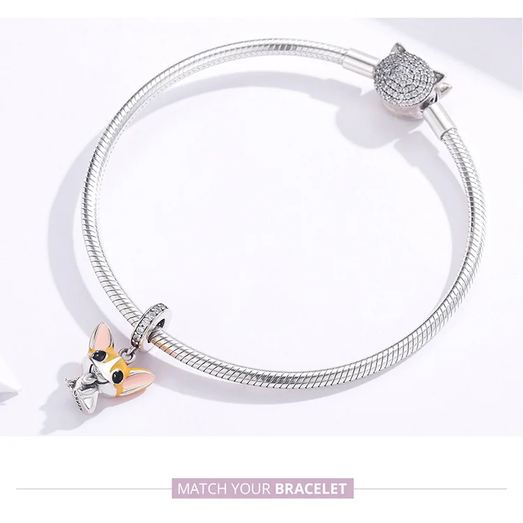Подходит для браслета Pandora, серебро 925,, милая собака, медведь, единорог, подвески S925, сделай сам, мышь, кошка, панда, слон, бусины для изготовления ювелирных изделий