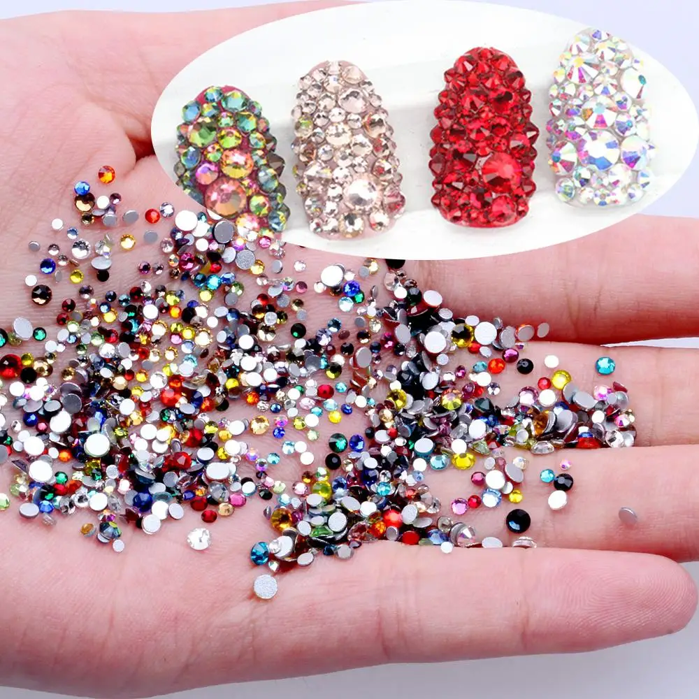 6G 1500PCS SS3-SS10 Crystal Rhinestones AB Flat Back Nail Rhinestone 3D Art Decoration DIY Tool Set | Красота и здоровье