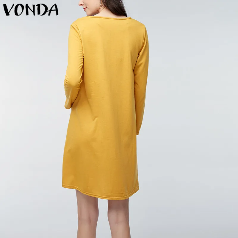 VONDA Одежда для беременных женское повседневное свободное платье с круглым вырезом и длинным рукавом длиной до колена для беременных Vestidos размера плюс Vestidos 5XL