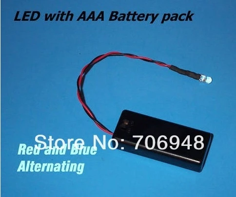 

MIX 6Colors Through Hole Flashing 5MM LED Diode With 2AAA Battery Packs 26AWG Red/Black Wire 15cm