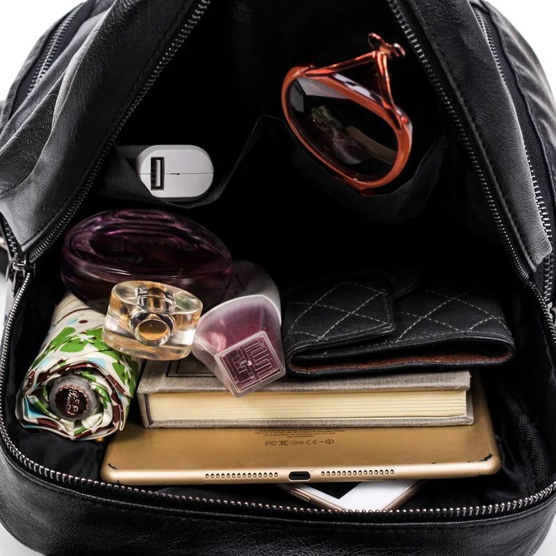 Женский кожаный рюкзак Простой Школьный из потертой кожи в Корейском стиле