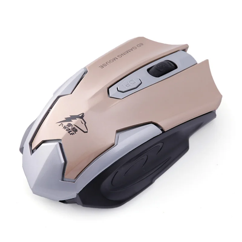 T-WOLF Q7 Бесшумная Беспроводная оптическая мышь для геймеров 2,4 GHz PC игровые мыши 2400 dpi Регулируемая эргономичная мышь для ноутбука/ПК компьютера - Цвет: Gold