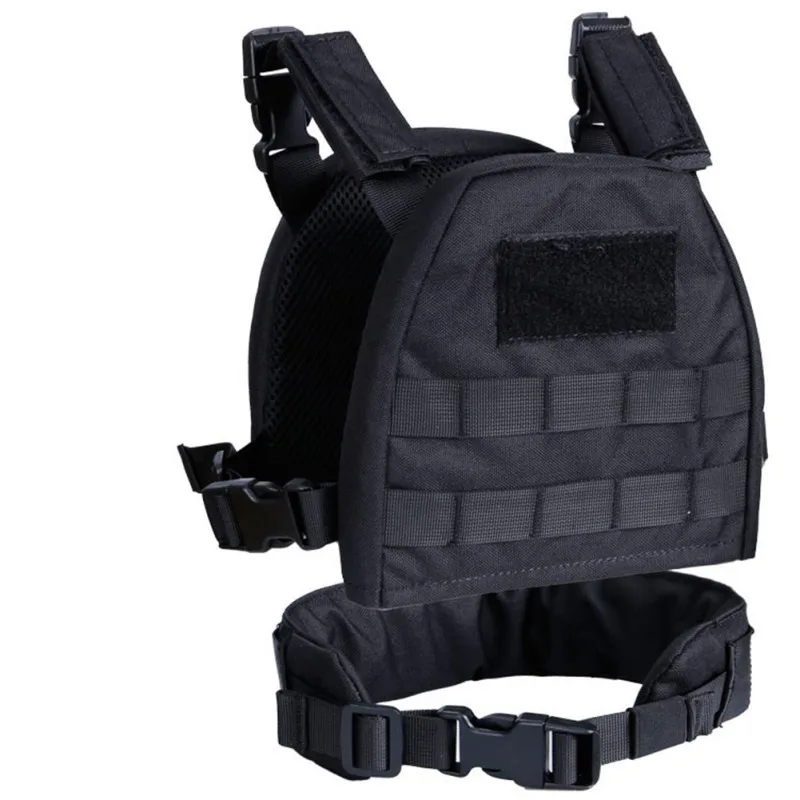 Черный Для детей, для страйкбола, тактический, военный, Molle Plate Carrier, боевой жилет с патрульным поясом, детская одежда - Цвет: Черный